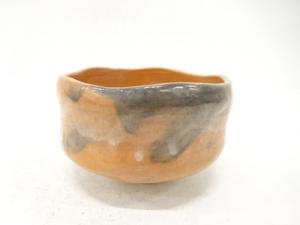 楽焼　吉村楽入造　赤楽　茶碗(保護箱付)